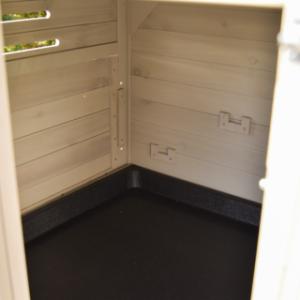 The rabbit hutch is provided with a large sleeping compartment