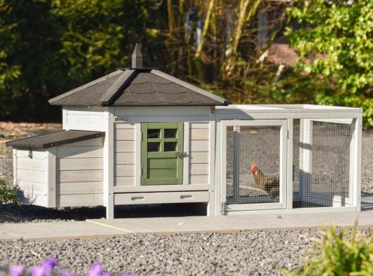 Chicken coop Ambiance Small Olive with run and wire roof 200x77x99 cm