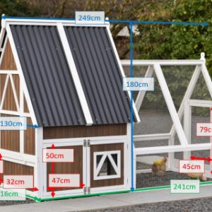 Various dimensions of the chickencoop Pip with run