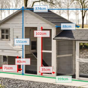 Various dimensions of the rabbit hutch Holiday Medium