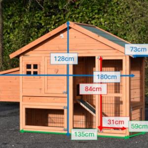 Various dimensions of the guinea pig hutch Holiday Small