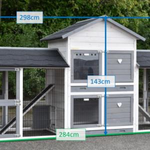 Various dimensions of the rabbit hutch Double Medium with 2 runs
