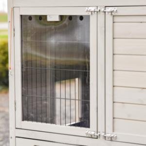 The door of the night shelter is equipped with a plexiglass window