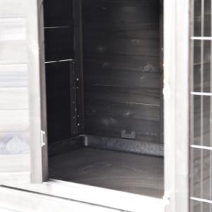In the lockable sleeping area of the Holiday Large rabbit hutch, the rabbits can rest comfortably