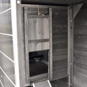 The Holiday Large chicken coop has an easy-to-use closing flap.
