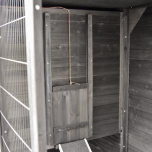 Holiday Large rabbit hutch has an easy-to-use closing hatch