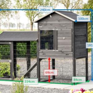 Various dimensions of the rabbit hutch Prestige Large
