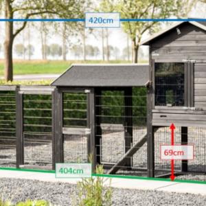 Various dimensions of the rabbit hutch Prestige Large