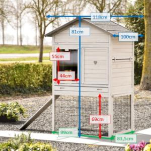 Various dimensions of the chickencoop Prestige Large