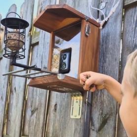 The Sanilu bird feeder is made from sustainable FSC wood