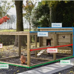 Various dimensions of the chickencoop Eggy with run
