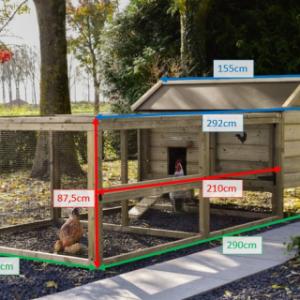 Various dimensions of the chickencoop Eggy with run