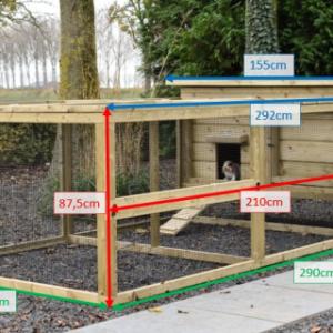 Various dimensions of the rabbit hutch Egyy with run