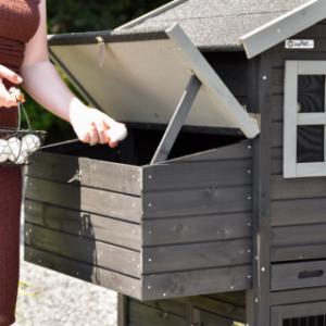The nesting box of the Holiday Medium Black has a practical flap