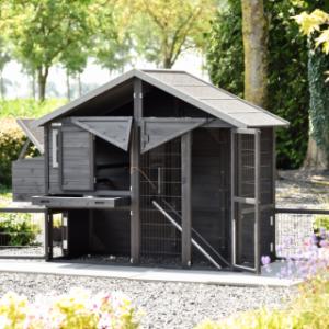 Chicken coop Holiday Medium Black has many practical doors