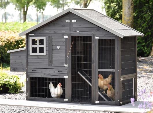 Chicken coop Holiday Medium Black with nesting box 209 x 88 x 151 cm