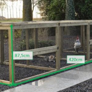 Various dimensions of the chicken run Eggy