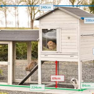 Various dimensions of the rabbit hutch Prestige Large