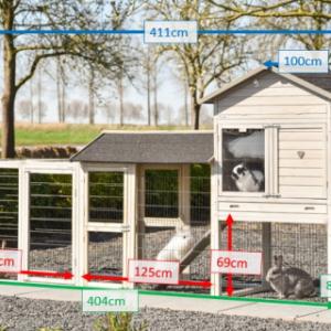 Various dimensions of the rabbit hutch Prestige Large