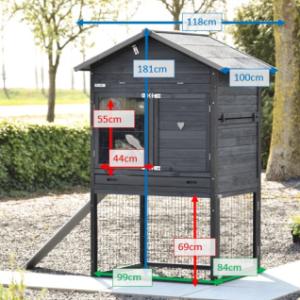 Various dimensions of the rabbit hutch Prestige Large