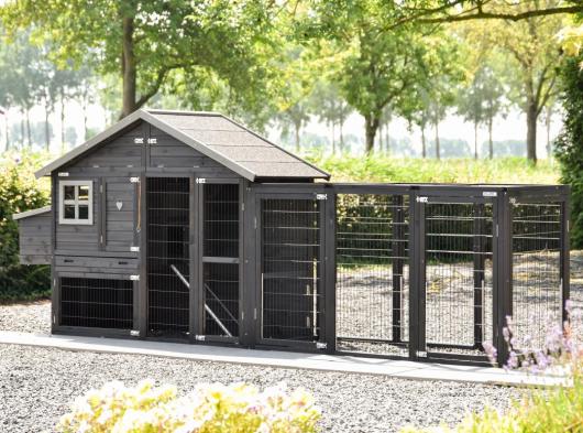 Chickencoop Holiday Medium Black with nest box and run Functional 389x88x151cm