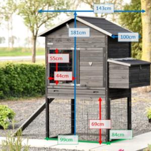 Various dimensions of the chickencoop Prestige Large Black