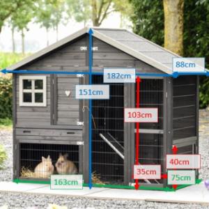 Various dimensions of the rabbit hutch Holiday Medium