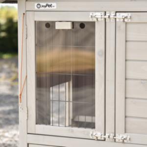The door of the night shelter is equipped with a plexiglass window