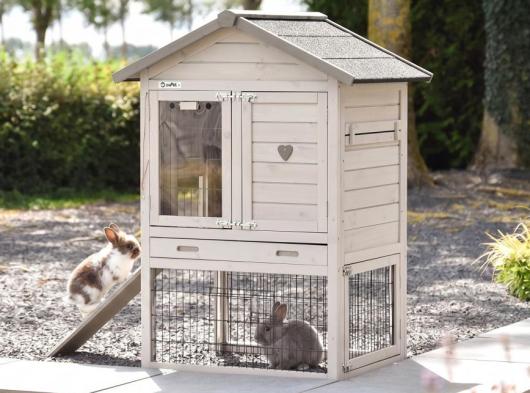 Rabbit hutch Prestige Small Light-grey · 88x72x122cm