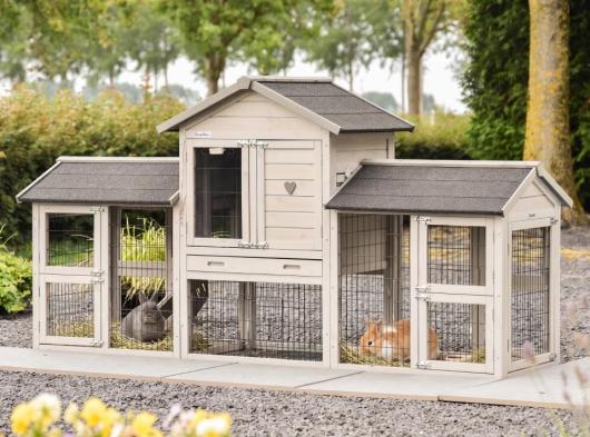 Rabbit hutch Prestige Small Light-grey Double 237x72x122cm