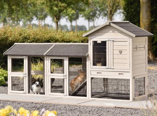 Rabbit hutch Prestige Small Light-grey with 2 runs 238x72x122cm
