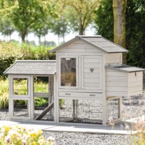 Chickencoop Prestige Small Light-grey with run and laying nest 191x72x122cm