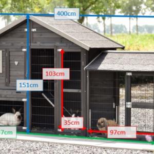 Various dimensions of the rabbit hutch Holiday Medium