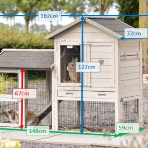 Various dimensions of the rabbit hutch Prestige Small