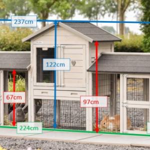 Various dimensions of the rabbit hutch Prestige Small