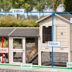 Various dimensions of the rabbit hutch Prestige Small