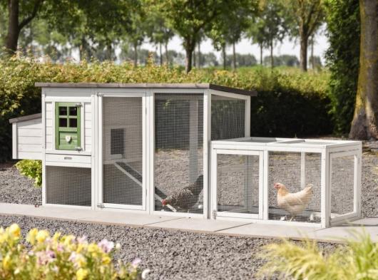 Chickencoop Julia Olive with additional run and laying nest 295x75x104cm