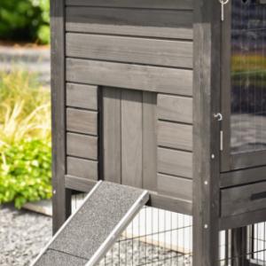 The sleeping area of the Prestige Small chicken coop is lockable