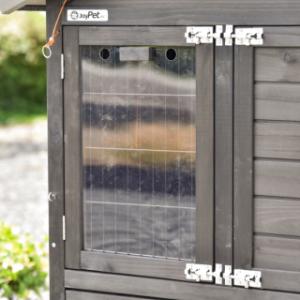 The door of the night shelter is equipped with a plexiglass window