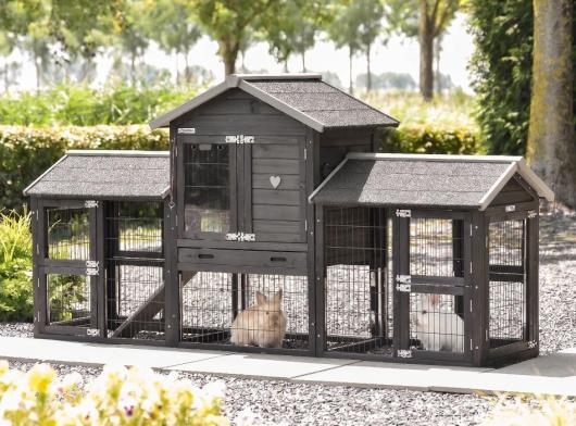 Rabbit hutch Prestige Small Black Double 237x72x122cm
