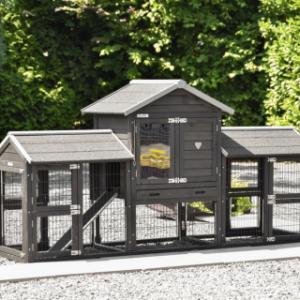 The rabbit hutch Prestige Small Black is extended with 2 runs