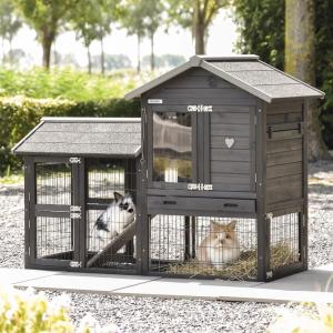 Rabbit hutch Prestige Small Black with run 162x77x122cm