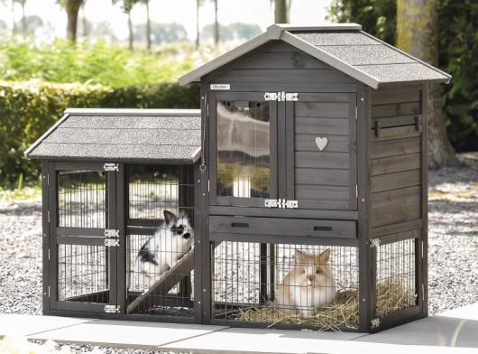 Rabbit hutch Prestige Small Black with run 162x77x122cm