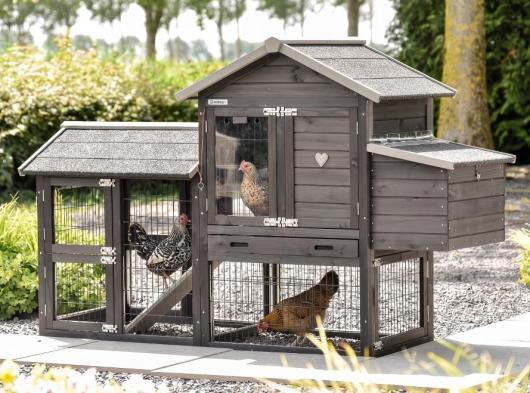 Prestige Small Chicken Coop with Run and Nesting Box – Black 191 × 72 × 122 cm