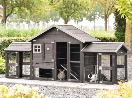 Rabbit hutch Holiday Small Black Double 299x73x128cm