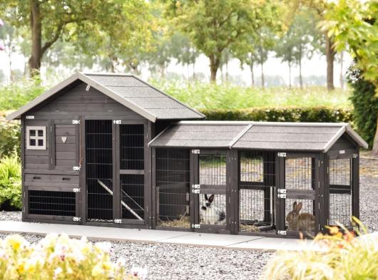 Rabbit hutch Holiday Small with 2 runs Space 302x73x128cm