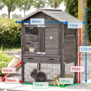 Various dimensions of the rabbit hutch Prestige Small