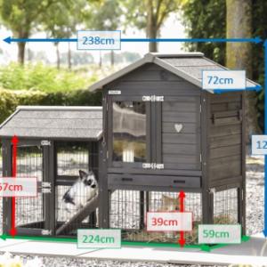 Various dimensions of the rabbit hutch Prestige Small