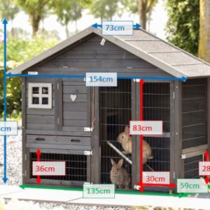 Various dimensions of the rabbit hutch Holiday Small
