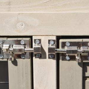 The Excellent Medium rabbit hutch is fitted with sturdy sliding locks
